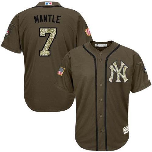 Yankees #7 Mickey Mantle Green Salute to Service Stitched MLB Jersey